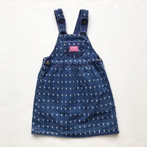 Vintage Oshkosh embroidered floral denim dress 6X - Picture 1 of 8